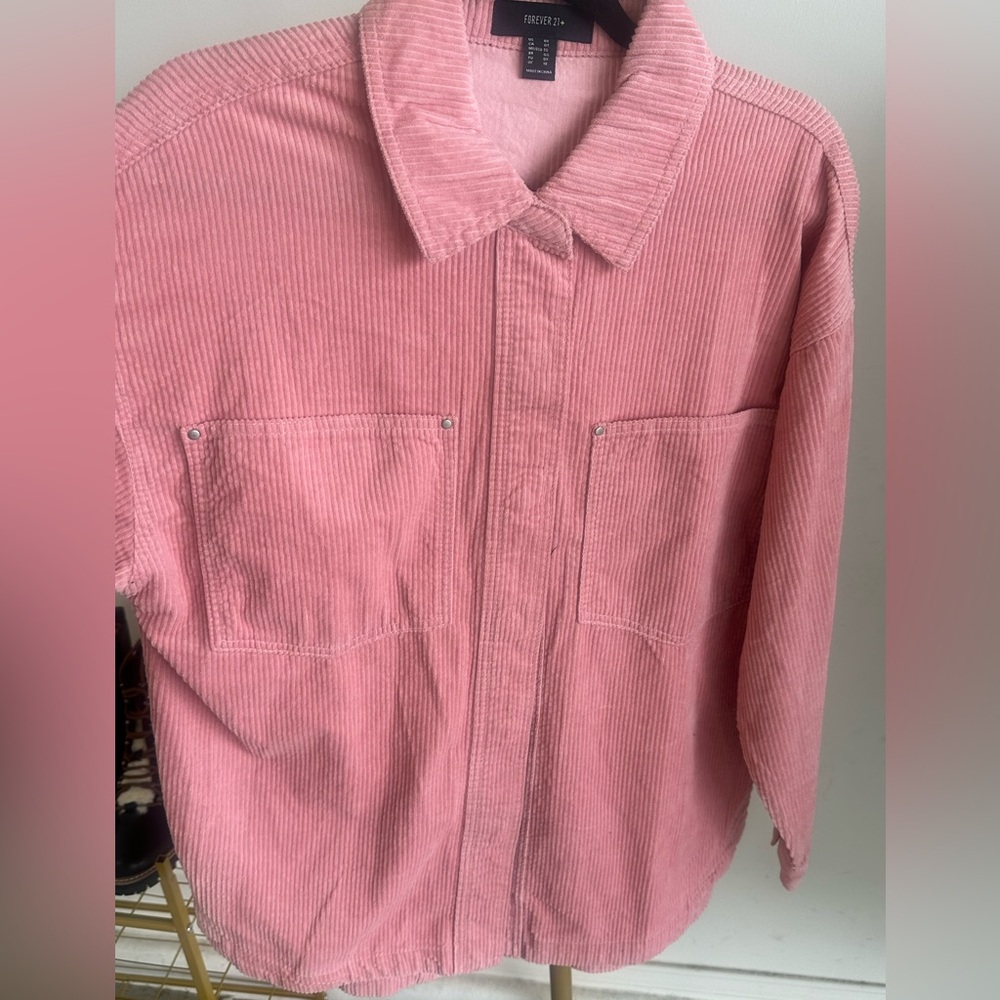 Forever 21 Pink Corduroy Button Down Shirt